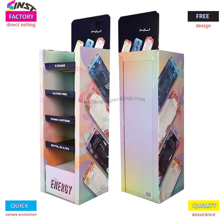 Стелаж для демонстрації енергетичних напоїв: використання кольору та інформації, щоб показати «життєвість» в очах клієнтів